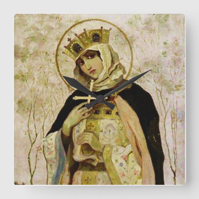 Horloge Carrée «Sainte Olga» par Mikhaïl Nesterov (Recto)