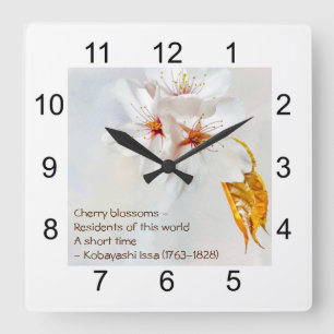 Horloge Carrée Sakura - Fleur de cerisier japonaise
