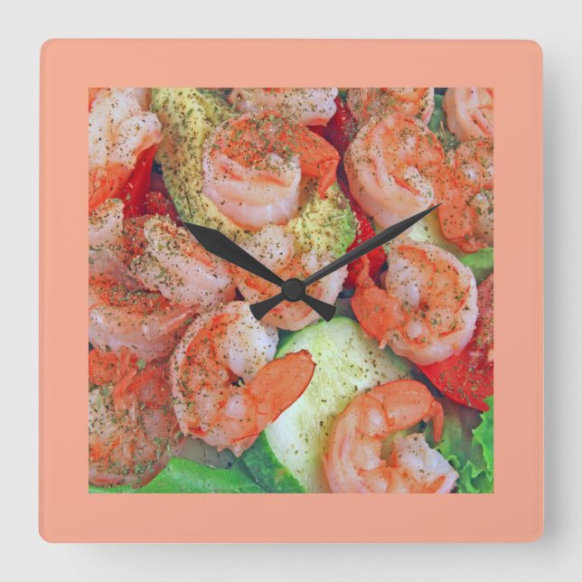 Horloge Carrée Salade de crevettes  (Recto)