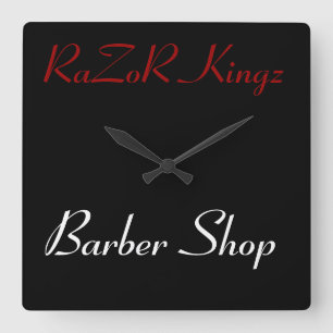 Horloge Carrée Salon de coiffure de Kingz de rasoir promotionnel
