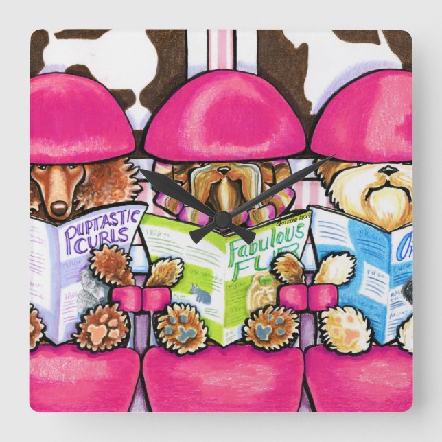 Horloge Carrée Salon Posh Pup (Recto)