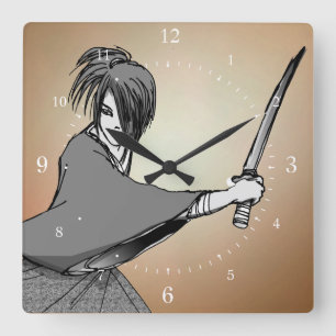 Horloge Carrée Samouraï manga