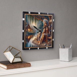 Horloge Carrée Sanctuaire autochtone : Flow Morning Light