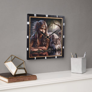 Horloge Carrée Sanctuaire indien : La montre du loup