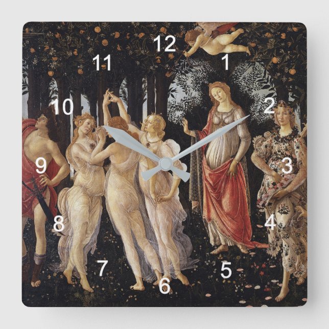 Horloge Carrée Sandro Botticelli , Primavera（Spring） スクエア壁時計 (Recto)