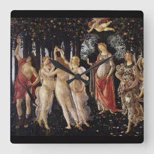Horloge Carrée Sandro Botticelli , Primavera(Spring) ス ク ア 壁 計