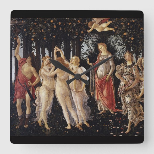 Horloge Carrée Sandro Botticelli , Primavera(Spring) ス ク ア 壁 計 (Recto)