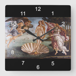 Horloge Carrée Sandro Botticelli , "The Birth of Vénus" ス ク ア 壁 時