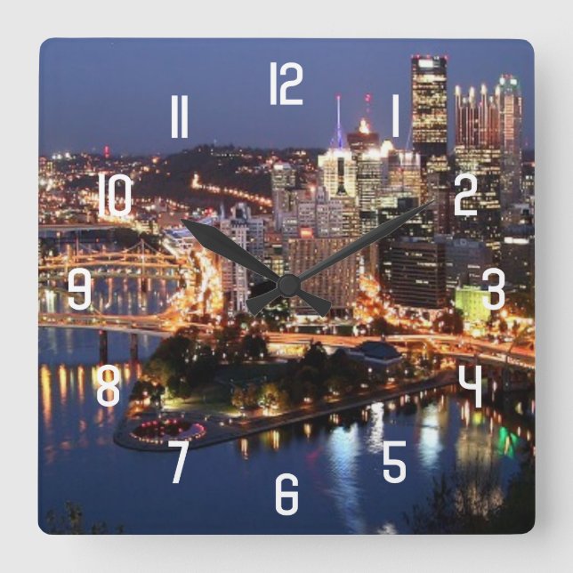 Horloge Carrée Sandwich Steel and Indigo (Recto)
