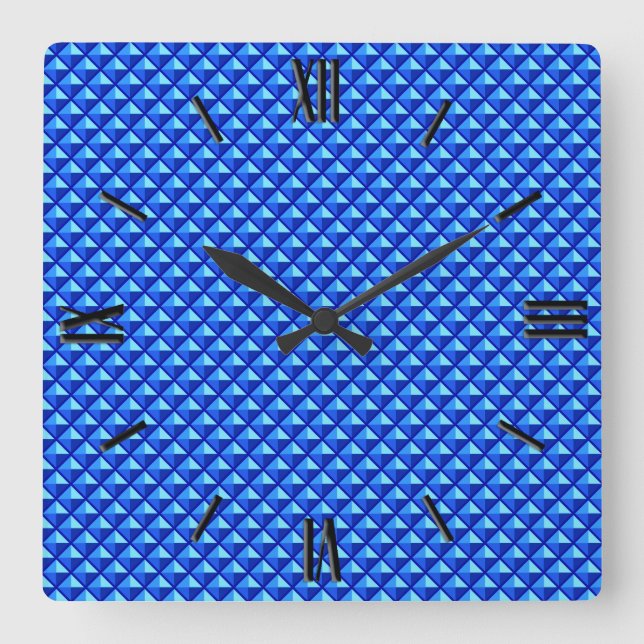 Horloge Carrée Sapphire Blue, enamel look, étudiant ded grid (Recto)