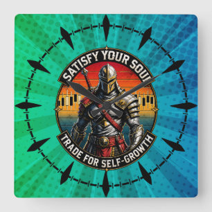 Horloge Carrée Satisfaites Votre Âme Échangez pour le Chevalier d