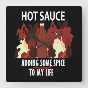 Horloge Carrée Sauce Piquante Ketchup Feu Piment Rouge 