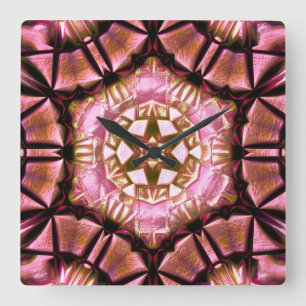 Horloge Carrée Saumon rose brossé avec fil brûlé