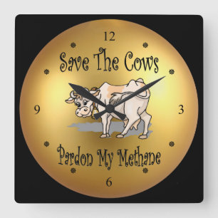 Horloge Carrée Sauvez Les Vaches ~ Pardonnez Mon Méthane ! Countr