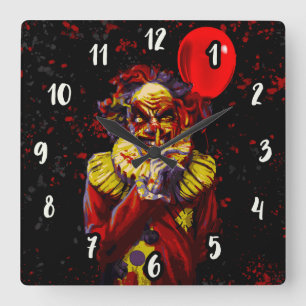 Horloge Carrée Scandale Clown Halloween Horror