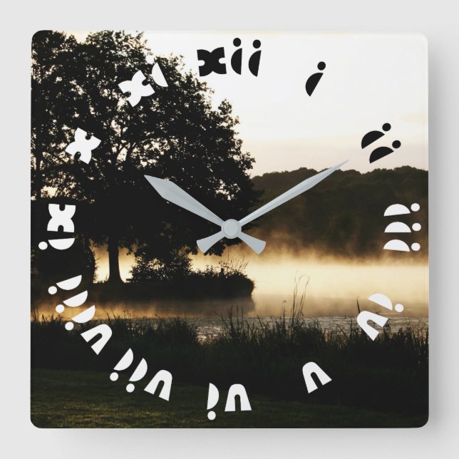 Horloge Carrée Scène du lac Morning Gras Roman Numéros wccnm (Recto)
