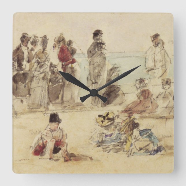 Horloge Carrée Scène Plage (Recto)