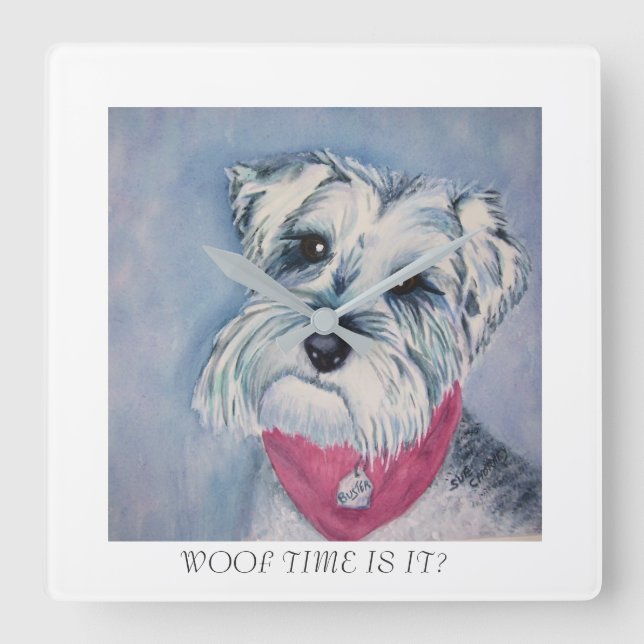 HORLOGE CARRÉE SCHNAUZER GRIS MINIATURE (Recto)