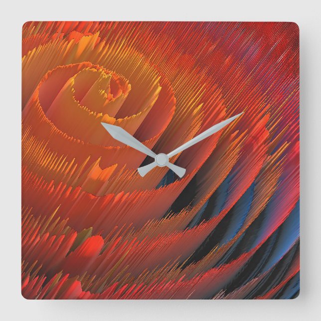 Horloge Carrée Sci-Fi Orange Vortex (Recto)