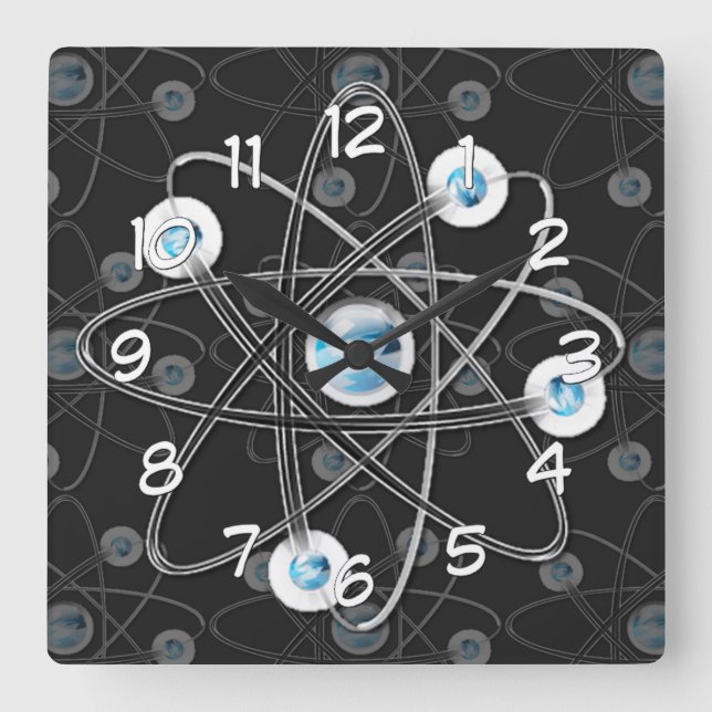 Horloge Carrée Science Geek Atom Symbol Wall Clock (Recto)