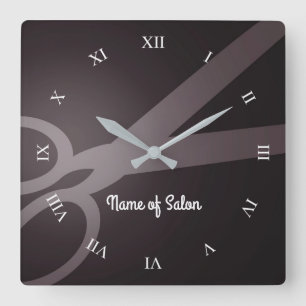 Horloge Carrée Scisseurs   Dark Brown & White   Salon