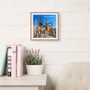 Horloge Carrée SCL030 PALERMO, Panorama, Sicile, Italie,