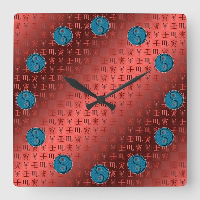 Horloge Carrée Scorpio & Water Tiger (Recto)