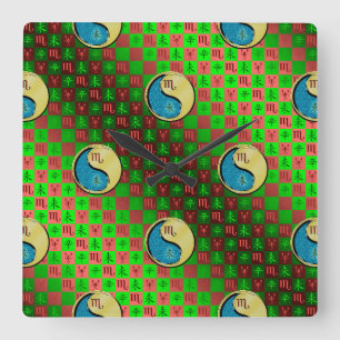 Horloge Carrée Scorpion & Chèvre Métal