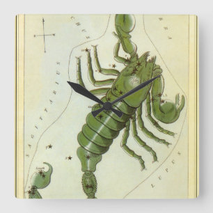 Horloge Carrée Scorpion, constellation vintage Urania's Mirror