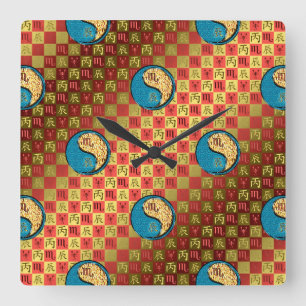 Horloge Carrée Scorpion & Dragon de Feu