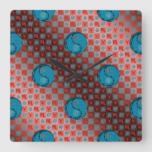 Horloge Carrée Scorpion & Lapin d'Eau