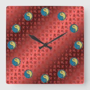 Horloge Carrée Scorpion & Tigre de Métal