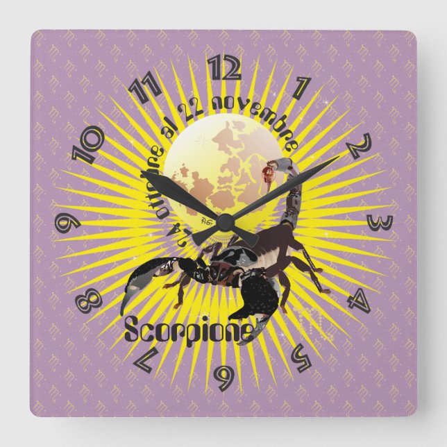 Horloge Carrée Scorpione 24 ottobre al 22 novembre Orologio (Recto)