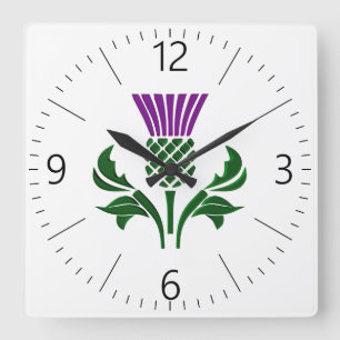 Horloge Carrée Scottish emblem thistle