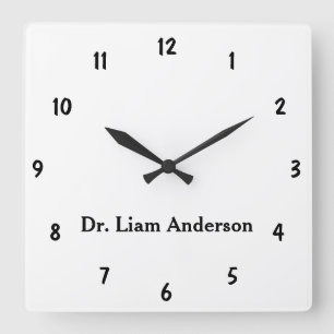 Horloge Carrée Script minimaliste Joli Monogramme 3d