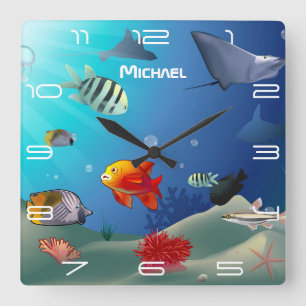 Horloge Carrée Sea life scene