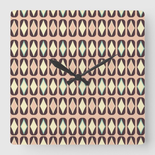 Horloge Carrée Seamless geometric pattern in dark brown leaf  (Recto)