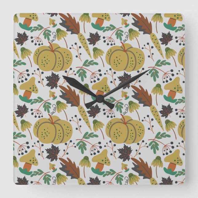 Horloge Carrée Seamless pattern of tropical pumpkins and carrots (Recto)