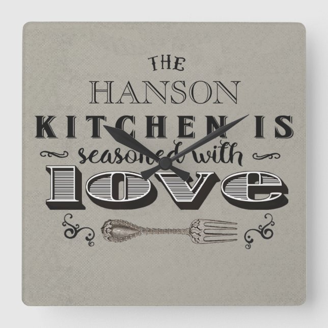 Horloge Carrée Seasoned with love custom kitchen design (Recto)