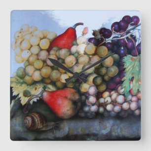 HORLOGE CARRÉE SEASON'S FRUITS / GRAPES ,PEARS AND SNAIL