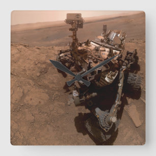 Horloge Carrée Selfie de Mars Curiosity Paysage martien rouge