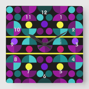 Horloge Carrée Semi-Circles Wall Clock