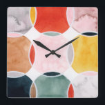 Horloge Carrée Sensical - Motif circulaire<br><div class="desc">Sensical III par Grace Popp. Dispose de cercles aux couleurs qui se chevauchent et créent un design amusant et gai.| 141949GG</div>