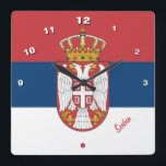 Horloge Carrée Serbian Flag & Serbia trendy clock /sport fan<br><div class="desc">WALL CLOCK : Serbia & Serbian Flag fashion - love my country, travel, holiday, national patriots /sports fans</div>