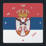 Horloge Carrée Serbian Flag & Serbia trendy clock /sport fan<br><div class="desc">WALL CLOCK : Serbia & Serbian Flag fashion - love my country,  travel,  holiday,  national patriots /sports fans</div>