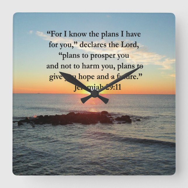 HORLOGE CARRÉE SERENE JEREMIAH 29:11 SCELER (Recto)