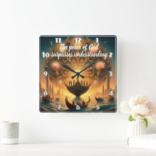 Horloge Carrée Serene Voyage : Débarquement en bateau sur l'eau