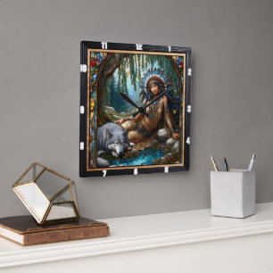 Horloge Carrée Sérénité indigène : Pins étoilés Soir Breeze