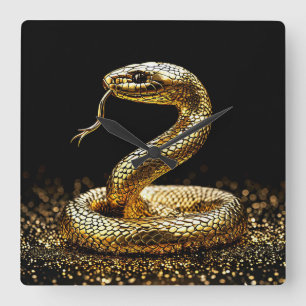 Horloge Carrée Serpent doré