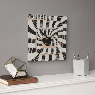 Horloge Carrée Serpent rayé Abstrait moderne Amateurs de serpen